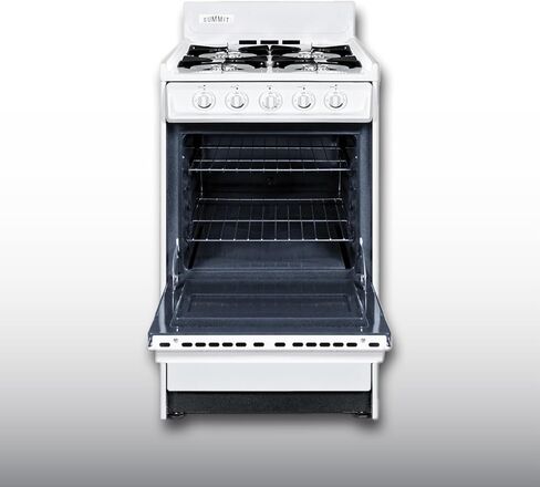 Summit Appliance WLM110P 20" Wide Propane Gas Range, White; Battery Start Ignition; 4 Open Burners; Broiler Compartment; Adjustable Oven Racks; Anti-Tip Bracket; Removable Oven Door And Range Top in Saudi Arabia