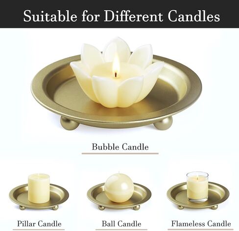 Black Candle Candlestick Holder Decor, 4.13 Inch Round Candles Tray Holders Set of 2, Iron Plate Candle Stand for Pillar Ball Candles, Metal Porta Velas for Home Decor Table Centerpiece in Saudi Arabia