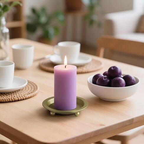 Black Candle Candlestick Holder Decor, 4.13 Inch Round Candles Tray Holders Set of 2, Iron Plate Candle Stand for Pillar Ball Candles, Metal Porta Velas for Home Decor Table Centerpiece in Saudi Arabia