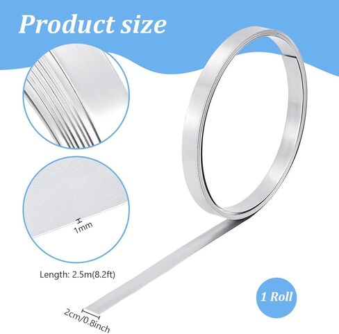 PH PandaHall 8.2ft Aluminum Strip, 0.78" Wide Aluminum Flashing Aluminum Bezel Strip Metal Sheet Metal Foil Roll Sheet Strip Roofing Aluminum Flat Wire for Sealing Door Window DIY Crafts 1mm Thick in Saudi Arabia
