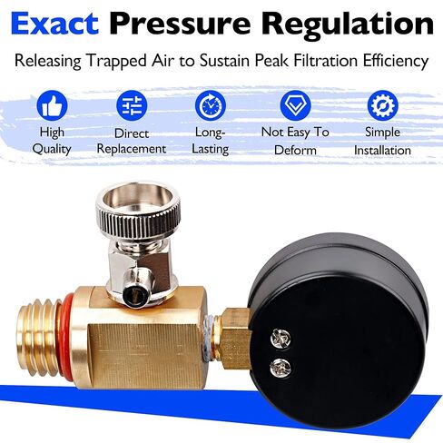 24850-0105 Air Relief Valve and Gauge Assembly-صمام نحاسي وقياس مع قرص متوافق مع STA-Rite System 3 Medial Media Ser Series Pool و SPA Filter in Saudi Arabia
