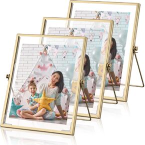 Amyhill 3 Set Gold Floating Picture Frame 12x10 Inch for Picture Sizes 8x10, 7x9, 6x8, 5x7, Vertical Tabletop Display Metal Floating Frame Classy Gift for Wedding Birthday Christmas Home Office Decor in Kuwait
