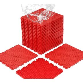 jxgzyy 24 PCS Basketball Court Tiles Over Grass, 5/8 Inch Thick Modular Interlocking Outdoor Floor Tiles, Non Slip PP Drainage Mat for Tennis Court Drain Deck Pool Patio Shower Kitchen Garage Balcony in Kuwait