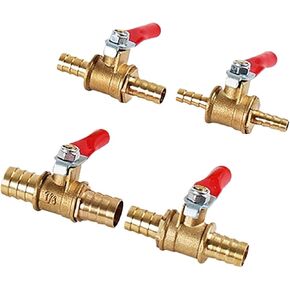 Red Handle Small Valve 6-14mm Hose Barb Inline Brass Water Oil Air Gas Fuel Line Ball Valve Pipe Fittings 1Pcs(OD10MM,1PCS) in Saudi Arabia