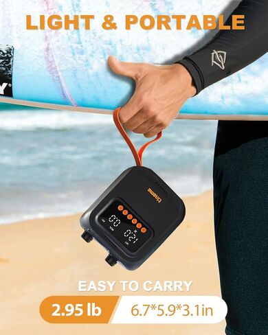 مضخة SUP عالية الضغط على 20PSI ، مضخة الهواء الإغلاق التي تعمل بالسيارة 12V ، ووزن شديد الوزن للوحات المجداف ، والزوارق والممتمرات (12 فولت DC 20PSI) in Saudi Arabia
