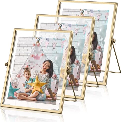 Amyhill 3 مجموعة من الذهب العائم إطار صورة 12x10 بوصة لأحجام الصور 8x10 ، 7x9 ، 6x8 ، 5x7 ، عرض طاولة رأسية معدن عائم هدية راقية لحضور حفل زفاف عيد الميلاد ديكور المكتب المنزلي in Saudi Arabia