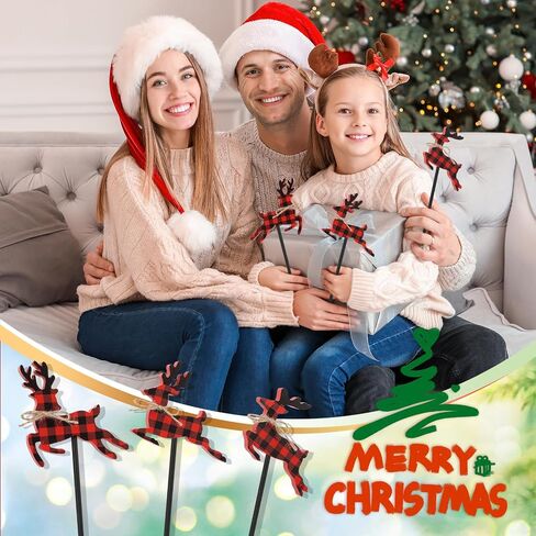 3 Pieces Christmas Table Decorations Wood Reindeer Set, White Christmas Tiered Tray Decor,Rustic Winter Christmas Reindeer Table Decorations for Home(White) in Saudi Arabia