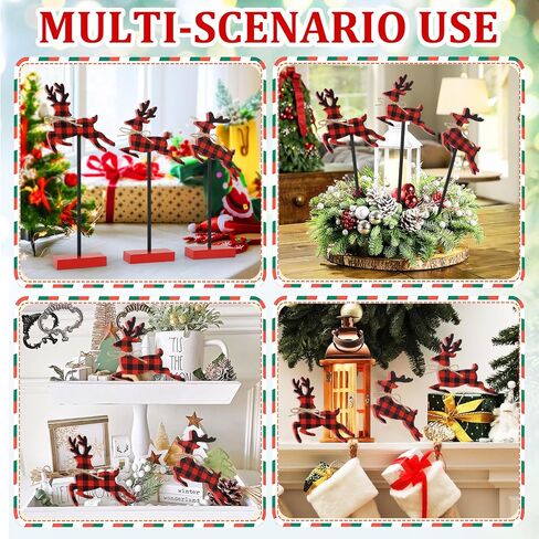 3 Pieces Christmas Table Decorations Wood Reindeer Set, White Christmas Tiered Tray Decor,Rustic Winter Christmas Reindeer Table Decorations for Home(White) in Saudi Arabia