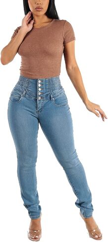 Moda Xpress High Waisted Butt Lifting Jeans for Women - Colombian Design Jeans Levanta Cola in Kuwait