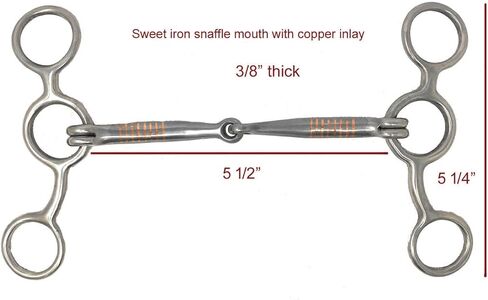 AJ Tack Stail Steel Jr. Cowhorse Smooth Snaffle Gag Bit - 5 1/4 "الخد in Kuwait