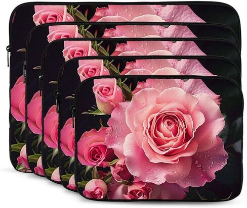 Rose Print Laptop Bag for Men Women Shockproof Laptop Bag for Travel Office School, black, 10 inch in Saudi Arabia