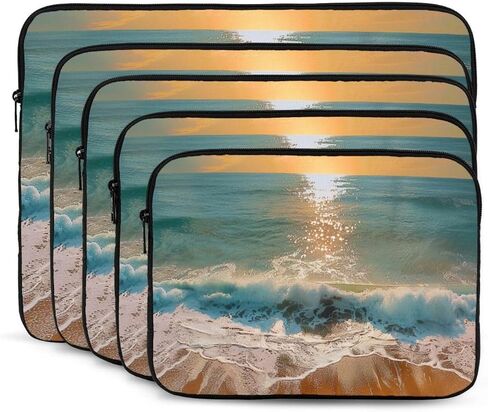 Romantic Beach Printed Laptop Bag for Men and Women, Shockproof Laptop Sleeve for Travel, Office, School, Black, 10 Inch in Saudi Arabia