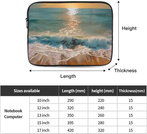 Romantic Beach Printed Laptop Bag for Men and Women, Shockproof Laptop Sleeve for Travel, Office, School, Black, 10 Inch in Saudi Arabia