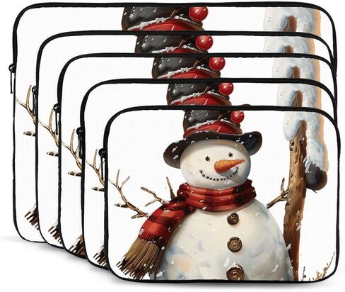 Snowman Print Laptop Sleeve Case for Men Women Shockproof Laptop Bag for Travel Office School, black, 17 inch in Saudi Arabia