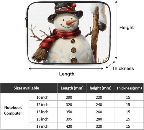 Snowman Print Laptop Sleeve Case for Men Women Shockproof Laptop Bag for Travel Office School, black, 17 inch in Saudi Arabia