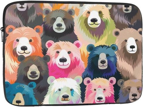 Colorful Bear Printed Laptop Sleeve for Men Women Shockproof Laptop Bag for Travel Office School, black, 10 inch in Saudi Arabia