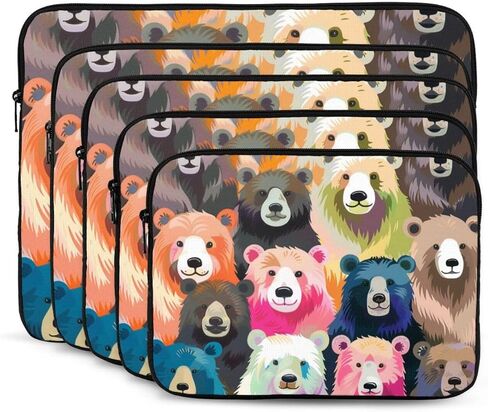 Colorful Bear Printed Laptop Sleeve for Men Women Shockproof Laptop Bag for Travel Office School, black, 10 inch in Saudi Arabia