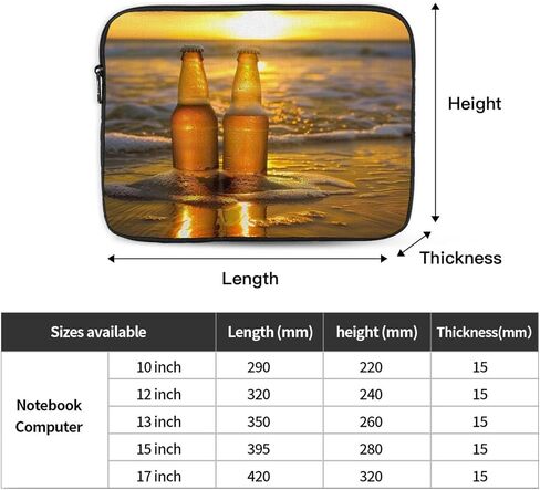 Bottle Beer Beach Sunset Time Laptop Bag for Men Women Shockproof Travel Office School Bag, black, 15 inch in Saudi Arabia
