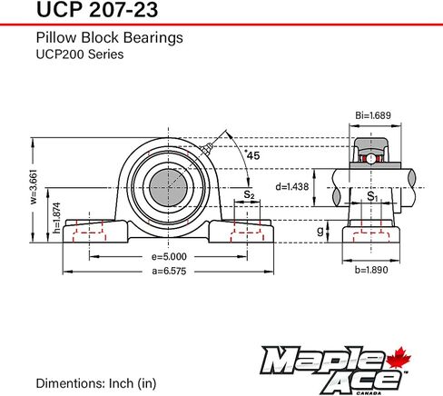 Maple Ace UCP207-22 كتلة وسادة تحمل 1-3/8 بوصة ، 2-bolt ، محاذاة الذات ، القاعدة الصلبة ، والخدمة الثقيلة (الكمي 4) in Saudi Arabia