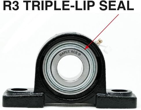Maple Ace UCP208 Billow Block تحمل 40 ملم ، 2-Bolt ، محاذاة ذاتي ، R3 Triple Lip Seal ، الخدمة الثقيلة (Qty 2) in Saudi Arabia
