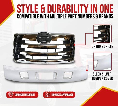 Mytee Products Front Bumper Compatible with Hino 238, 268, 258, 338 - Heavy Duty Front Bumper Cover Reinforcement for Trucks - Replaces 52101E0A91, 21473, 564.54024, AM56454024 in Kuwait