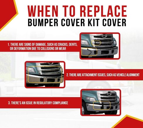 Mytee Products Front Bumper Compatible with Hino 238, 268, 258, 338 - Heavy Duty Front Bumper Cover Reinforcement for Trucks - Replaces 52101E0A91, 21473, 564.54024, AM56454024 in Kuwait