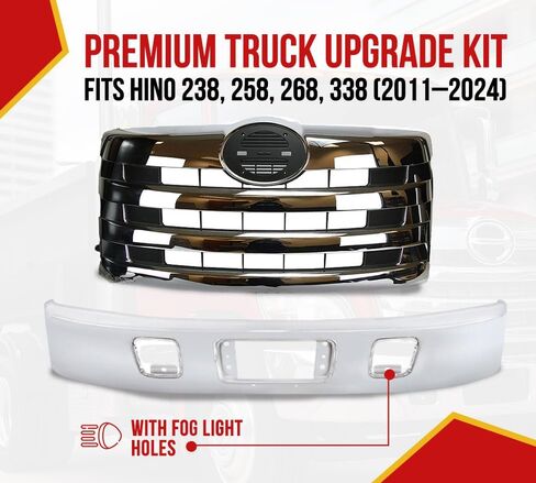 Mytee Products Front Bumper Compatible with Hino 238, 268, 258, 338 - Heavy Duty Front Bumper Cover Reinforcement for Trucks - Replaces 52101E0A91, 21473, 564.54024, AM56454024 in Kuwait