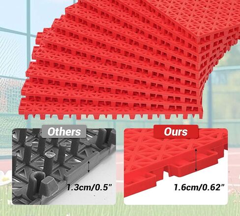 jxgzyy 24 PCS Basketball Court Tiles Over Grass, 5/8 Inch Thick Modular Interlocking Outdoor Floor Tiles, Non Slip PP Drainage Mat for Tennis Court Drain Deck Pool Patio Shower Kitchen Garage Balcony in Kuwait