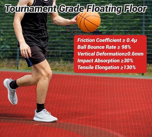 jxgzyy 24 PCS Basketball Court Tiles Over Grass, 5/8 Inch Thick Modular Interlocking Outdoor Floor Tiles, Non Slip PP Drainage Mat for Tennis Court Drain Deck Pool Patio Shower Kitchen Garage Balcony in Kuwait