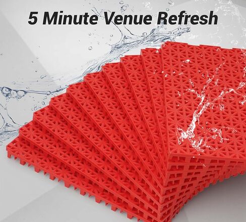 jxgzyy 24 PCS Basketball Court Tiles Over Grass, 5/8 Inch Thick Modular Interlocking Outdoor Floor Tiles, Non Slip PP Drainage Mat for Tennis Court Drain Deck Pool Patio Shower Kitchen Garage Balcony in Kuwait