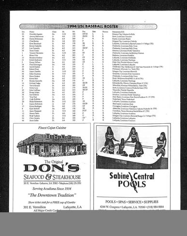 1994 LSU v USL Southern Louisiana Baseball Program 4/6 Unscored 89878b35 - College Programs in Saudi Arabia