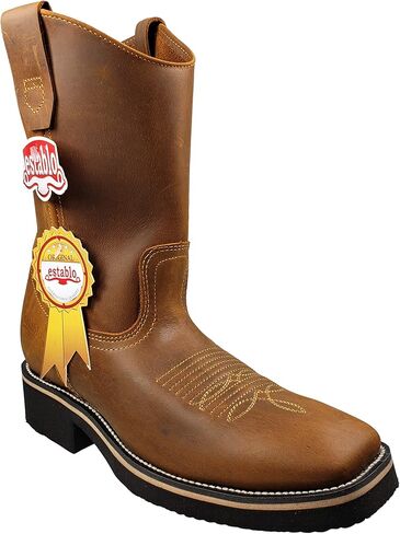 Establo Men's Work Boots Genuine Crazy Leather Color Mango in Kuwait