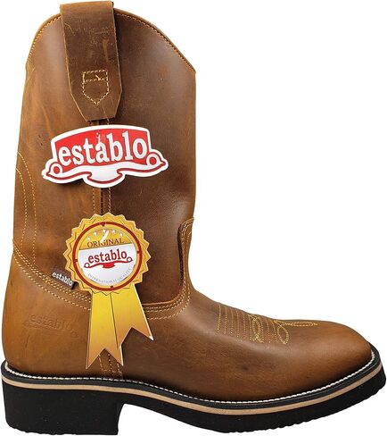 Establo Men's Work Boots Genuine Crazy Leather Color Mango in Kuwait