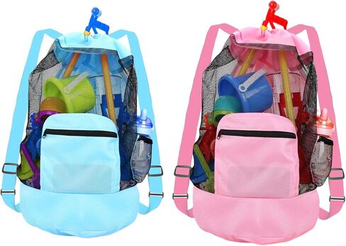 Lmuwecno Beach toy bag，mesh backpack for beach,Beach Must Haves Sand Box Toys Seashell Bags，Waterproof Swim Mesh Beach Bag (Green) in Saudi Arabia