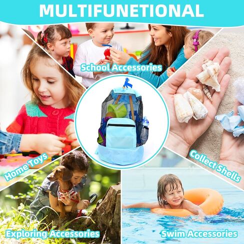Lmuwecno Beach toy bag，mesh backpack for beach,Beach Must Haves Sand Box Toys Seashell Bags，Waterproof Swim Mesh Beach Bag (Green) in Saudi Arabia