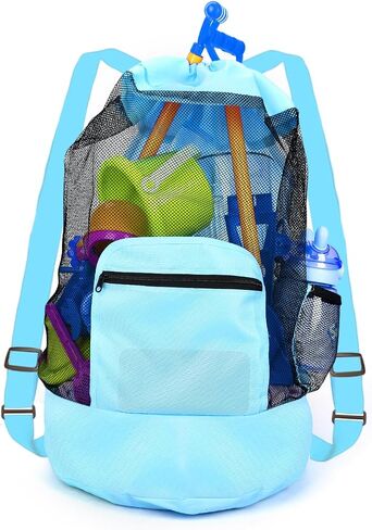 Lmuwecno Beach toy bag，mesh backpack for beach,Beach Must Haves Sand Box Toys Seashell Bags，Waterproof Swim Mesh Beach Bag (Green) in Saudi Arabia