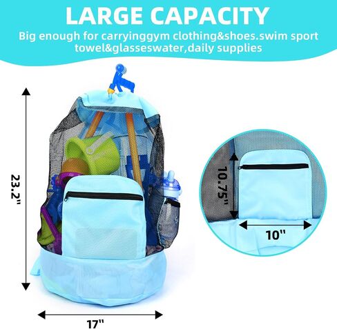 Lmuwecno Beach toy bag，mesh backpack for beach,Beach Must Haves Sand Box Toys Seashell Bags，Waterproof Swim Mesh Beach Bag (Green) in Saudi Arabia