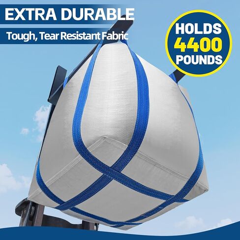 FIBC Bulk Bags,Holds up to 4400 lbs Construction Bags Heavy Duty,210-Gallon Woven Polypropylene Dumpster Bag for Industry Agriculture and Construction,Sealable Top in Saudi Arabia