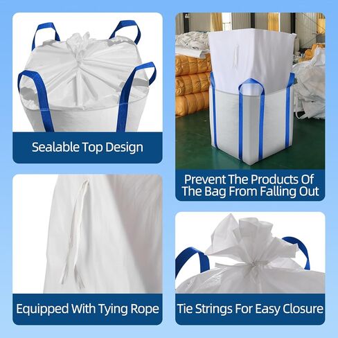 FIBC Bulk Bags,Holds up to 4400 lbs Construction Bags Heavy Duty,210-Gallon Woven Polypropylene Dumpster Bag for Industry Agriculture and Construction,Sealable Top in Saudi Arabia