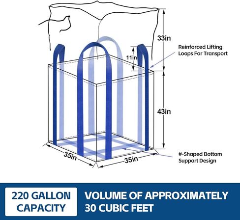 FIBC Bulk Bags,Holds up to 4400 lbs Construction Bags Heavy Duty,210-Gallon Woven Polypropylene Dumpster Bag for Industry Agriculture and Construction,Sealable Top in Saudi Arabia