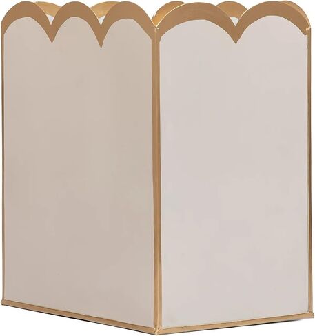 استوديو Jaye ، سلة القمامة الزخرفية Can Taupe & Gold Waste ، Holder Magazine Metal ، Wastebasket Bathroom for Gold Office Decore & Gold Bedroom Decord ، Scallop Basket ، Small Waste Bin ، 7 "× 10" × 7.5 " in Kuwait