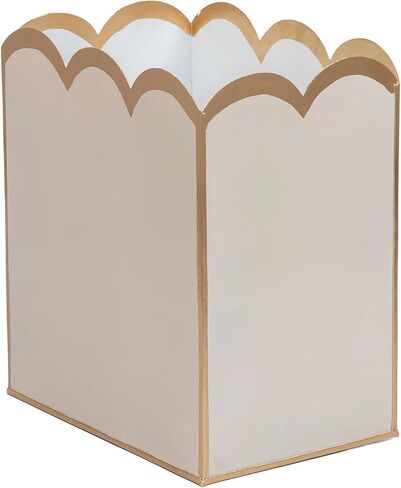 استوديو Jaye ، سلة القمامة الزخرفية Can Taupe & Gold Waste ، Holder Magazine Metal ، Wastebasket Bathroom for Gold Office Decore & Gold Bedroom Decord ، Scallop Basket ، Small Waste Bin ، 7 "× 10" × 7.5 " in Kuwait