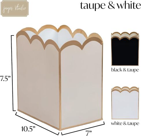استوديو Jaye ، سلة القمامة الزخرفية Can Taupe & Gold Waste ، Holder Magazine Metal ، Wastebasket Bathroom for Gold Office Decore & Gold Bedroom Decord ، Scallop Basket ، Small Waste Bin ، 7 "× 10" × 7.5 " in Kuwait