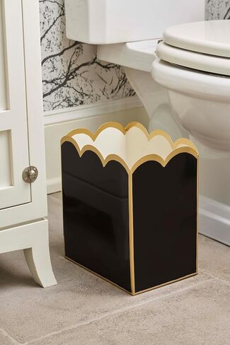 استوديو Jaye ، سلة القمامة الزخرفية Can Taupe & Gold Waste ، Holder Magazine Metal ، Wastebasket Bathroom for Gold Office Decore & Gold Bedroom Decord ، Scallop Basket ، Small Waste Bin ، 7 "× 10" × 7.5 " in Kuwait