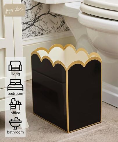 استوديو Jaye ، سلة القمامة الزخرفية Can Taupe & Gold Waste ، Holder Magazine Metal ، Wastebasket Bathroom for Gold Office Decore & Gold Bedroom Decord ، Scallop Basket ، Small Waste Bin ، 7 "× 10" × 7.5 " in Kuwait