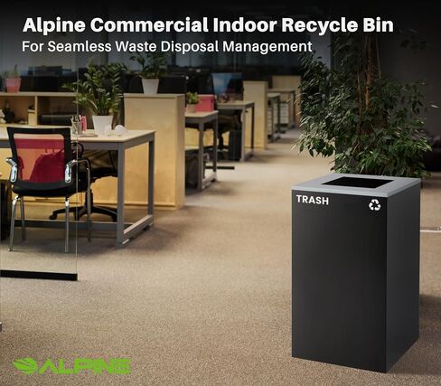 Alpine Industries Square Lid 29 Gallon Sturdy Steel Cube Recycling Container, Square Opening - 3 Color Cans Available Sold Separately (Lid Square Opening) in Saudi Arabia