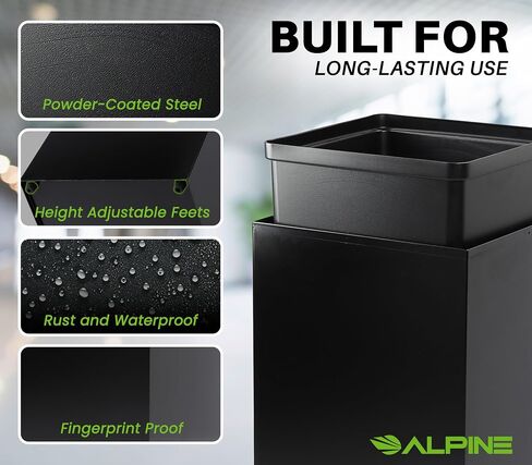 Alpine Industries Square Lid 29 Gallon Sturdy Steel Cube Recycling Container, Square Opening - 3 Color Cans Available Sold Separately (Lid Square Opening) in Saudi Arabia