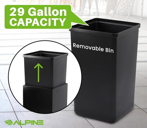 Alpine Industries Square Lid 29 Gallon Sturdy Steel Cube Recycling Container, Square Opening - 3 Color Cans Available Sold Separately (Lid Square Opening) in Saudi Arabia