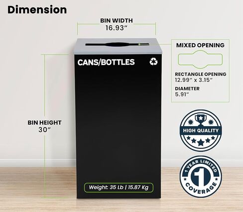 Alpine Industries Square Lid 29 Gallon Sturdy Steel Cube Recycling Container, Square Opening - 3 Color Cans Available Sold Separately (Lid Square Opening) in Saudi Arabia