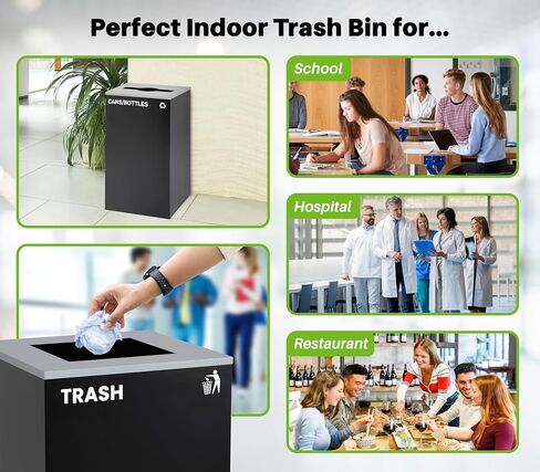 Alpine Industries Square Lid 29 Gallon Sturdy Steel Cube Recycling Container, Square Opening - 3 Color Cans Available Sold Separately (Lid Square Opening) in Saudi Arabia